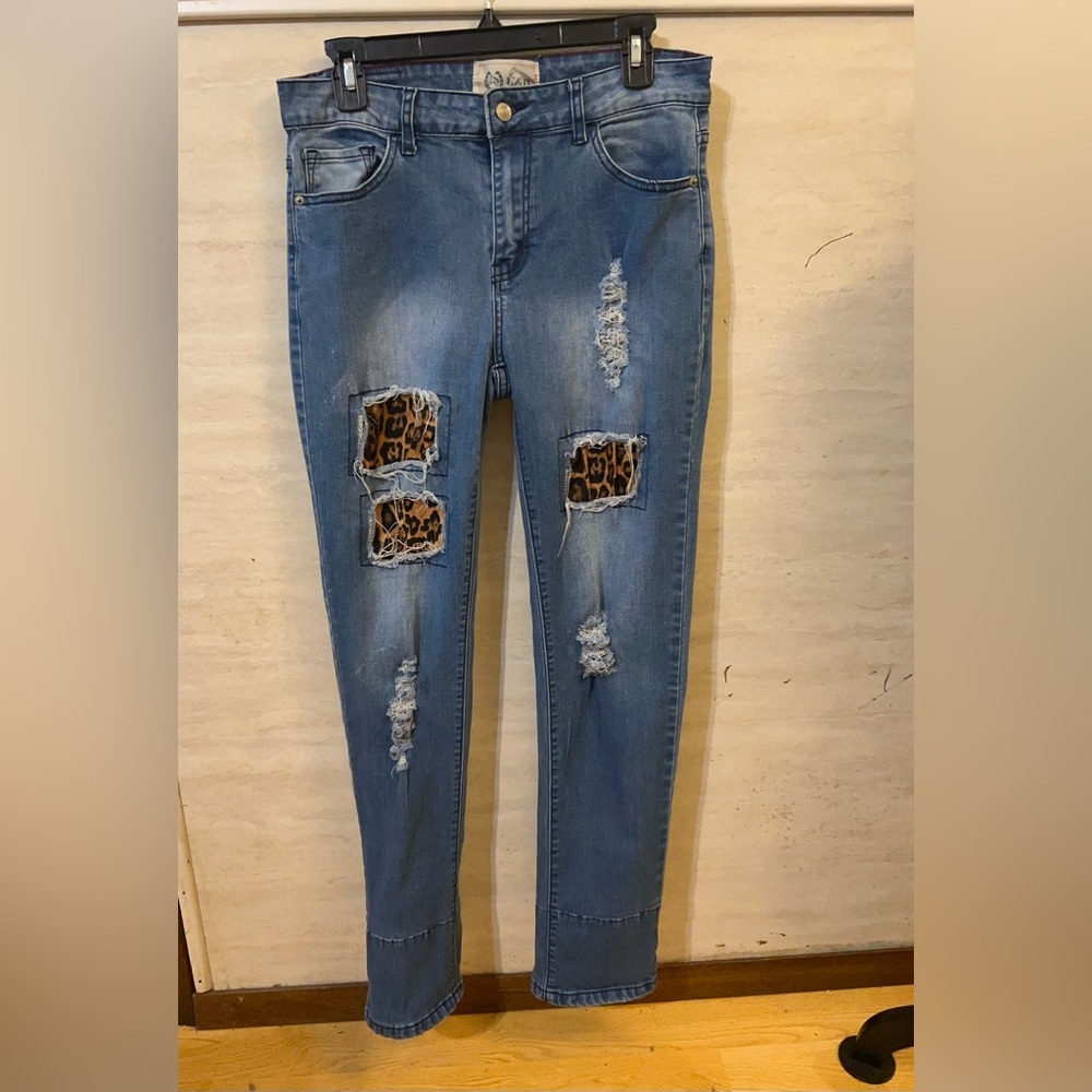 L&B (Lucky & Blessed) distressed denim boyfriend jeans